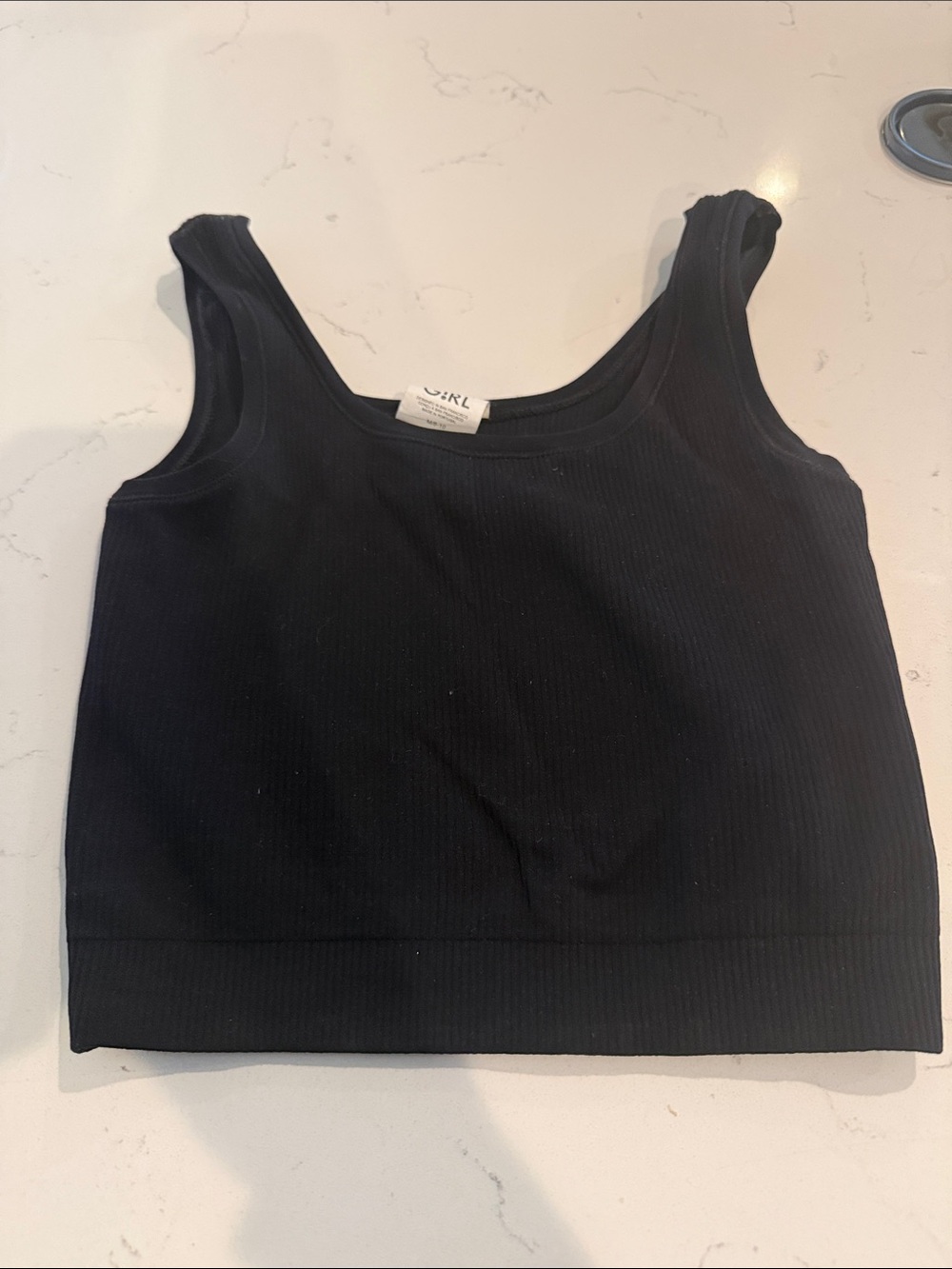 Athleta Black Ribbed Cropped Tank